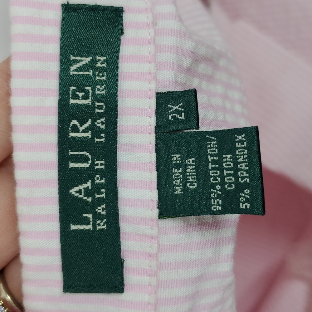 Lauren Ralph Lauren Pink Seersucker Blazer 2X Lightweight Jacket - Picture 2 of 11